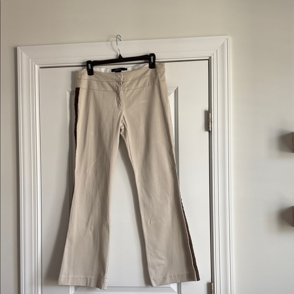 Arden B Cream and Brown Trousers